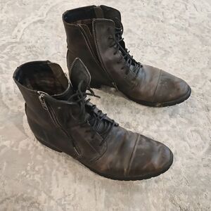 Men's Bed Stu Brown Combat Boots Size 11.5 Zipper And Lace Up